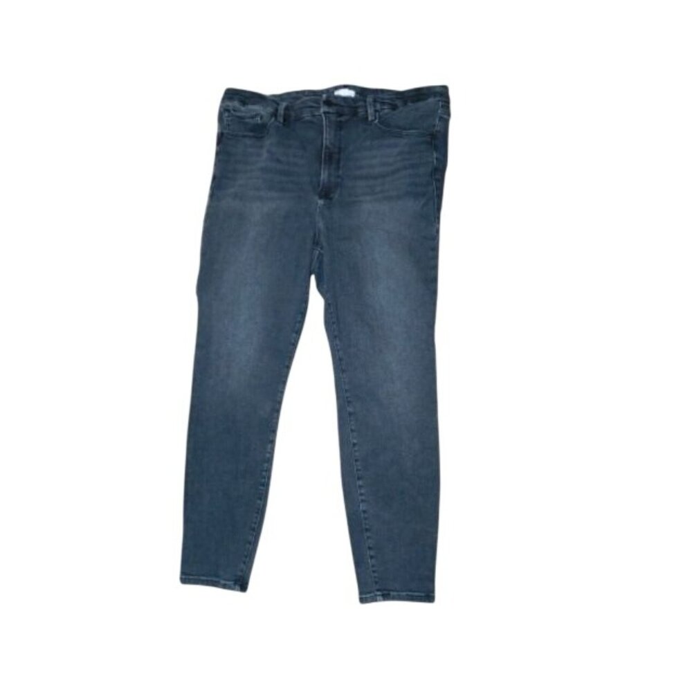 Good American Size 20 Distressed Black Denim Straight Leg Jeans